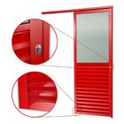 Porta De Correr Suspensa 210x100cm Meia Veneziana Meia Vidro