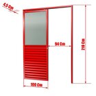 Porta De Correr Suspensa 210x100cm Meia Veneziana Meia Vidro