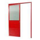 Porta De Correr Suspensa 210x100cm Meia Veneziana Meia Vidro