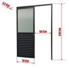Porta De Correr Suspensa 210x70cm Meia Veneziana Meia Vidro D
