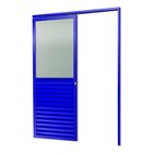 Porta De Correr Suspensa 210x70cm Meia Veneziana Meia Vidro D