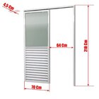 Porta De Correr Suspensa 210x70cm Meia Veneziana Meia Vidro D