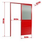 Porta De Correr Suspensa 210x70cm Meia Veneziana Meia Vidro E