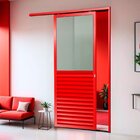 Porta De Correr Suspensa 210x70cm Meia Veneziana Meia Vidro E