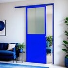 Porta De Correr Suspensa 210x80cm Meia Lambril Meia Vidro Dir