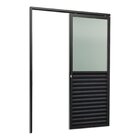 Porta De Correr Suspensa 210x80cm Meia Veneziana Meia Vidro E