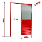 Porta De Correr Suspensa 210x80cm Meia Veneziana Meia Vidro E