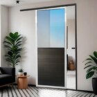 Porta De Correr Suspensa 210x90cm Meia Lambril Meia Vidro Esq