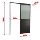 Porta De Correr Suspensa 210x90cm Meia Lambril Meia Vidro Esq