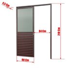 Porta De Correr Suspensa 210x90cm Meia Veneziana Meia Vidro D