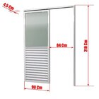Porta De Correr Suspensa 210x90cm Meia Veneziana Meia Vidro D
