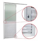 Porta De Correr Suspensa 210x90cm Meia Veneziana Meia Vidro E