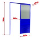 Porta De Correr Suspensa 210x90cm Meia Veneziana Meia Vidro E