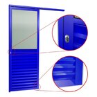 Porta De Correr Suspensa 210x90cm Meia Veneziana Meia Vidro E