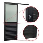 Porta De Correr Suspensa 210x90cm Meia Veneziana Meia Vidro E