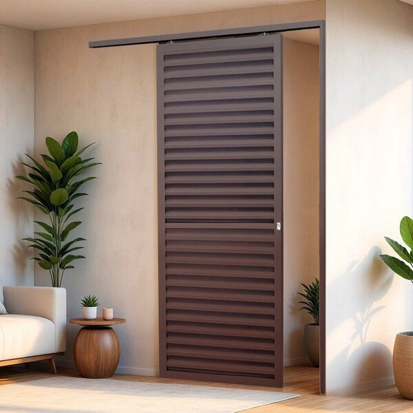 Porta De Correr Suspensa 210x90cm Veneziana Esq L.25 Brimak A