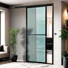 Porta De Correr Suspensa 210x90cm Vidrao Esq L.25 Brimak Preto