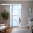 Porta De Correr Suspensa De Aluminio 215x100cm Com Vidro Temp