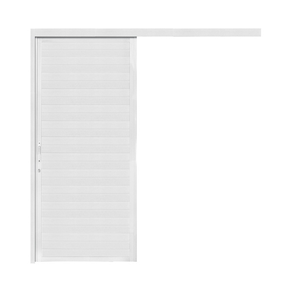 Porta de Correr Suspensa Lambril de Alumínio Branco 2,10x0,80m CRV