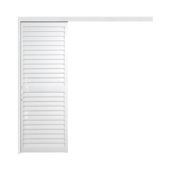 Porta de Correr Suspensa Veneziana de Alumínio Branco Lado Esquerdo 2,10x0,80m CRV