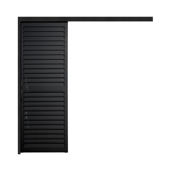 Porta de Correr Suspensa Veneziana de Alumínio Preto Lado Esquerdo 2,10x0,90m CRV