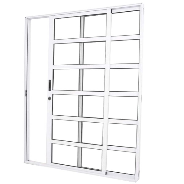 Porta De Correr Travessa 2 Folhas Branca Linha 25 Com Fechadu