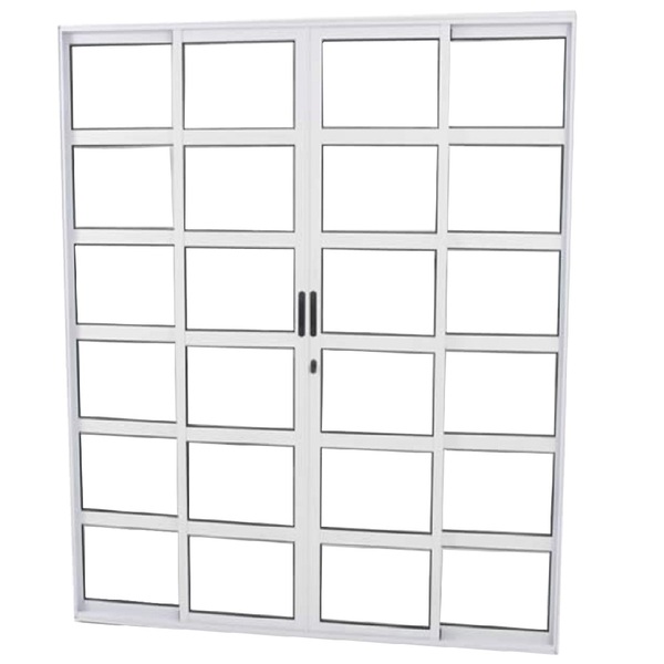 Porta De Correr Travessa 4 Folhas Branca Linha 25 Com Fechadu