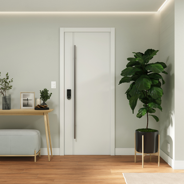 Porta com Batente de Giro 13 a 17cm Sarrafeada Zurique Laca Branco Direito ou Esquerdo 2,10x0,70x4.1 Ipumirim