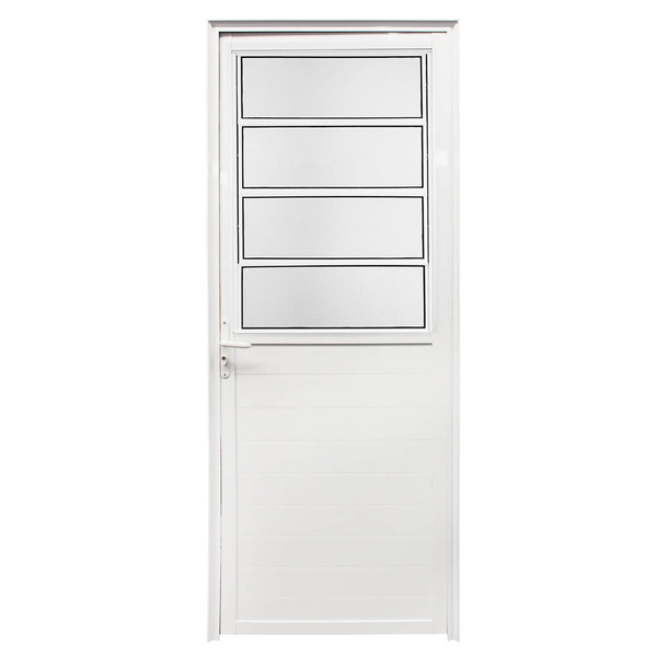 Porta de Giro Basculante e Lambri Alumínio Pintado Branco 2,10x0,80m Lado Direito Linha Home 3A Alumínio