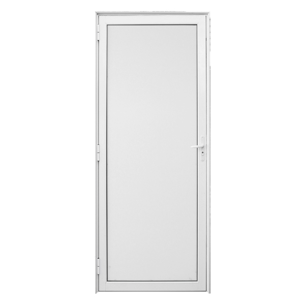 Porta de Giro com Visor Alumínio Pintado Branco com Vidro Opaco 2,14x0,86m Lado Direito Linha Vivace Artens