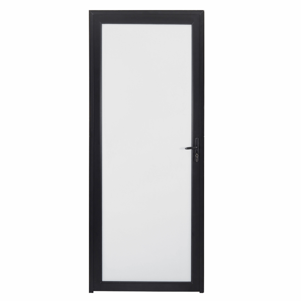 Porta com Visor de Giro Alumínio Preto com Vidro Opaco 2,14x0,86m Lado Direito Linha Vivace Artens