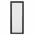Porta com Visor de Giro Alumínio Preto com Vidro Opaco 2,14x0,86m Lado Esquerdo Linha Vivace Artens