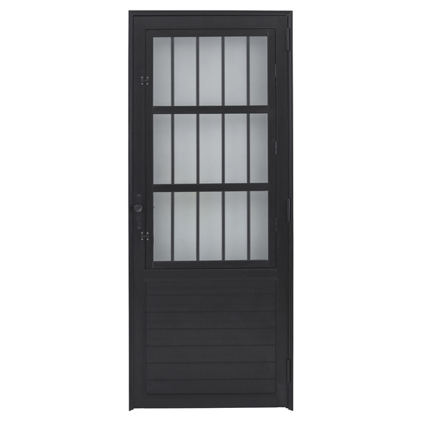 Porta Postigo de Giro Alumínio Preto com Vidro Mini Boreal 2,14x0,96m Lado Direito Linha Vivace Artens
