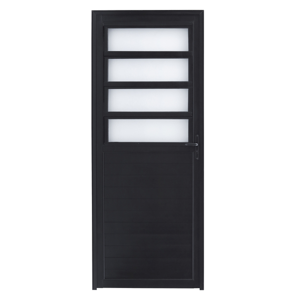 Porta Basculante de Giro Alumínio Preto com Vidro Mini Boreal 2,14x0,96m Lado Esquerdo Linha Vivace Artens
