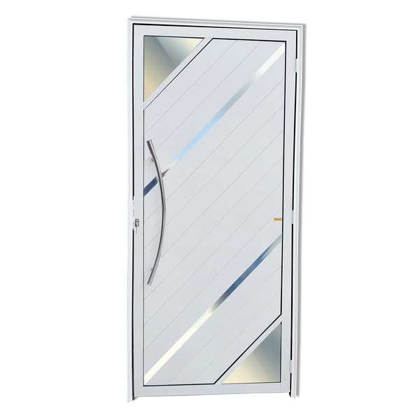 Porta de Giro Lambri Alumínio Pintado Branco com Puxador Lado Esquerdo 2,10x1,00m Brimak