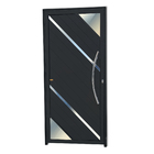 Porta de Giro Lambri Alumínio Pintado Preto Acetinado com Puxador Lado Direito 2,10x0,90m Brimak