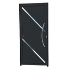 Porta de Giro Lambri Alumínio Pintado Preto Acetinado com Puxador Lado Direito 2,10x1,00m Brimak