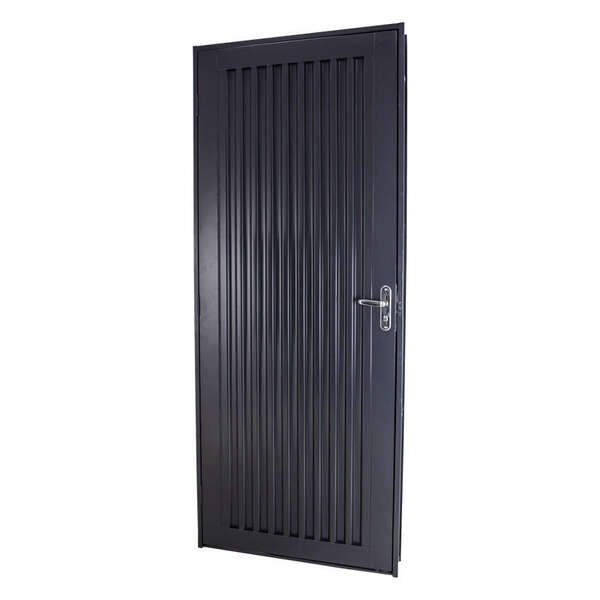 Porta De Giro Canelada Em Aço Primer 215x87x14 Cm Direita Aci