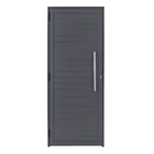 Porta Lambri de Giro 1 Folha Alumínio Pintado Cinza com Puxador 2,14x0,86m Lado Direito Linha Vivace Artens