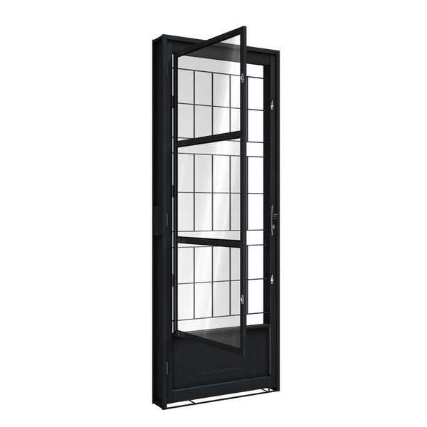 Porta De Giro De Aço Com Postigo 215 X 85 X 6,5 Cm Preto Dire