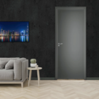 Porta de Madeira de Giro Direito e Esquerdo Cinza Lisa 210x60cm Sólida com Batente WPC 14 a 18cm Laca PU Pinhal