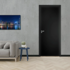 Porta de Madeira de Giro Direito e Esquerdo Preta Lisa 210x60cm Sólida com Batente WPC 14 a 18cm Laca PU Pinhal