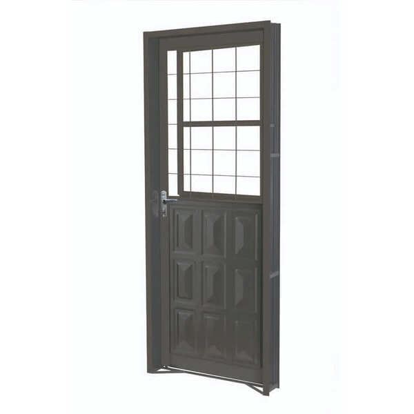 Porta De Giro Em Aço Primer Mista 215x87x14 Cm Grade Quadricu