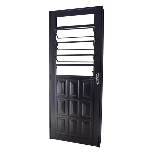 Porta De Giro Em Aço Primer Mista Basculante 215x87x12 Cm Esq