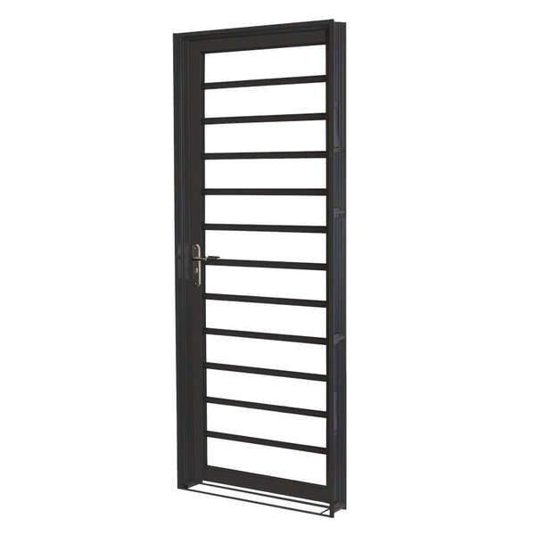 Porta De Giro Em Aço Primer Vidro Horizontal 215x84x14 Cm Esq