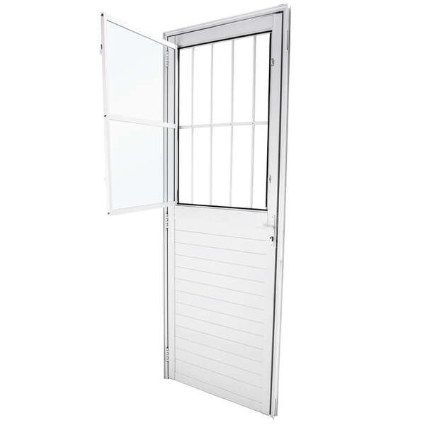 Porta De Giro Em Alumínio Lambri Branco 215x80x4 Cm Vmb Com G