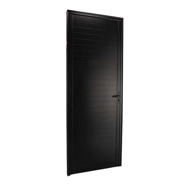 Porta De Giro Em Alumínio Lambri Preto 215x100x4 Cm Direita N