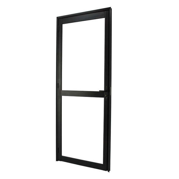 Porta De Giro Em Alumínio Preto 2 Vidros Lisos 210x80x4 Cm Es