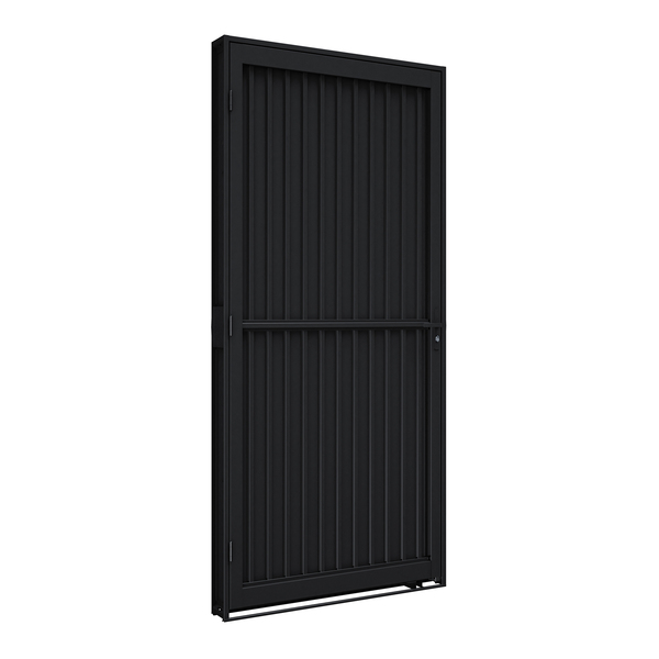 Porta de Giro Esquerdo 1 Folha Aço Pintado Preto 215x100cm Riobras
