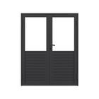 Porta de Giro Veneziana 2 Folhas Alumínio Pintado Preto Sob Medida Linha 25 OGB Esquadrias